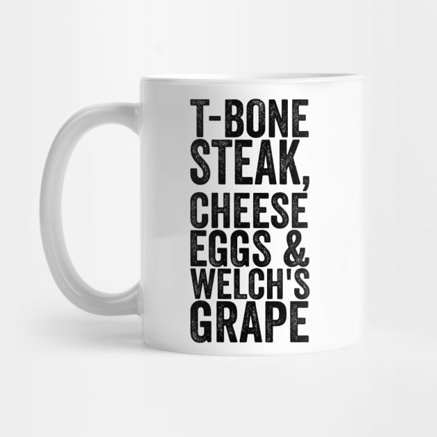 T-Bone Steak, Cheese Eggs & Welch's Grape - Text Style Black Font by Ipul The Pitiks